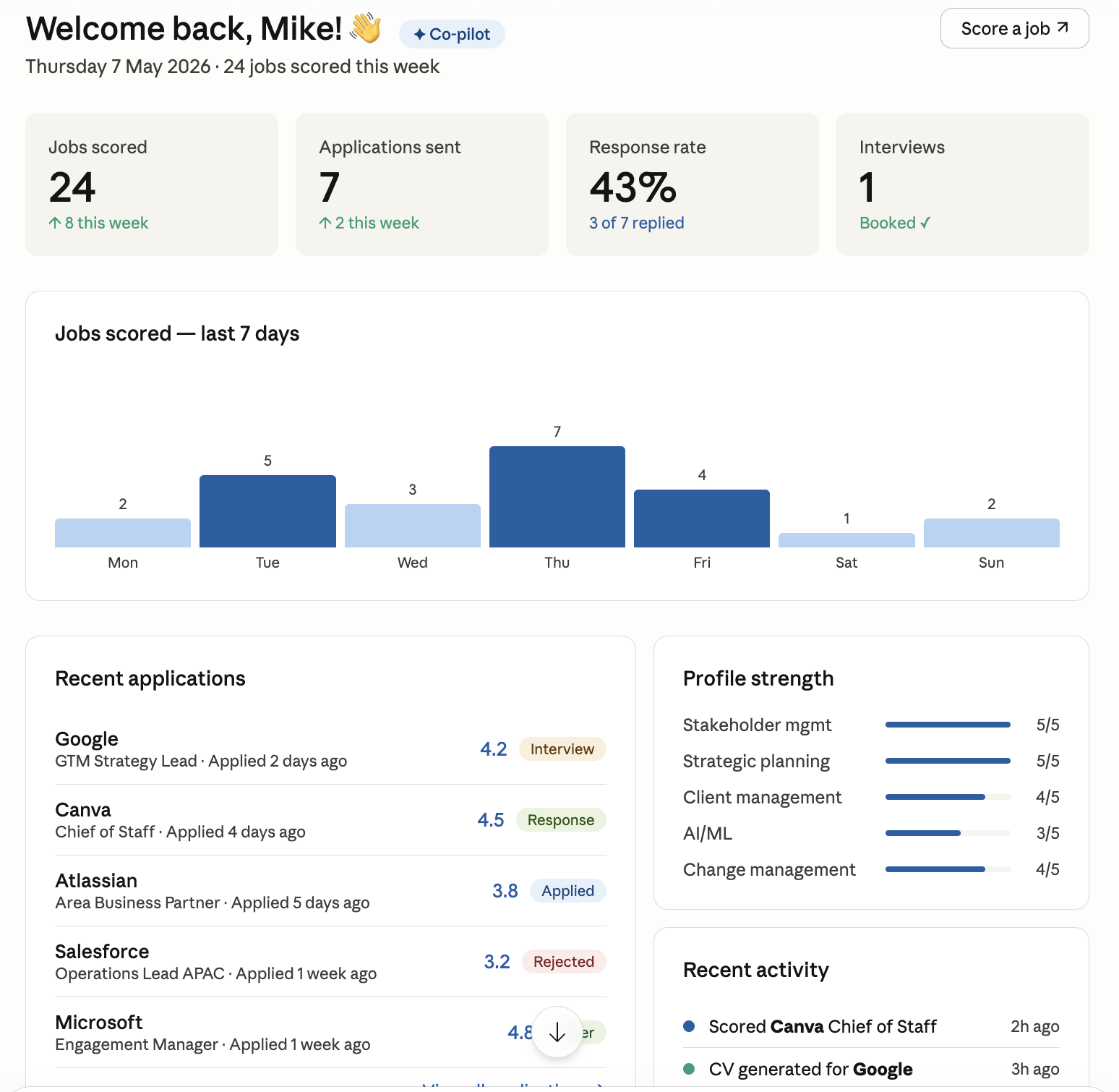 First Agent dashboard